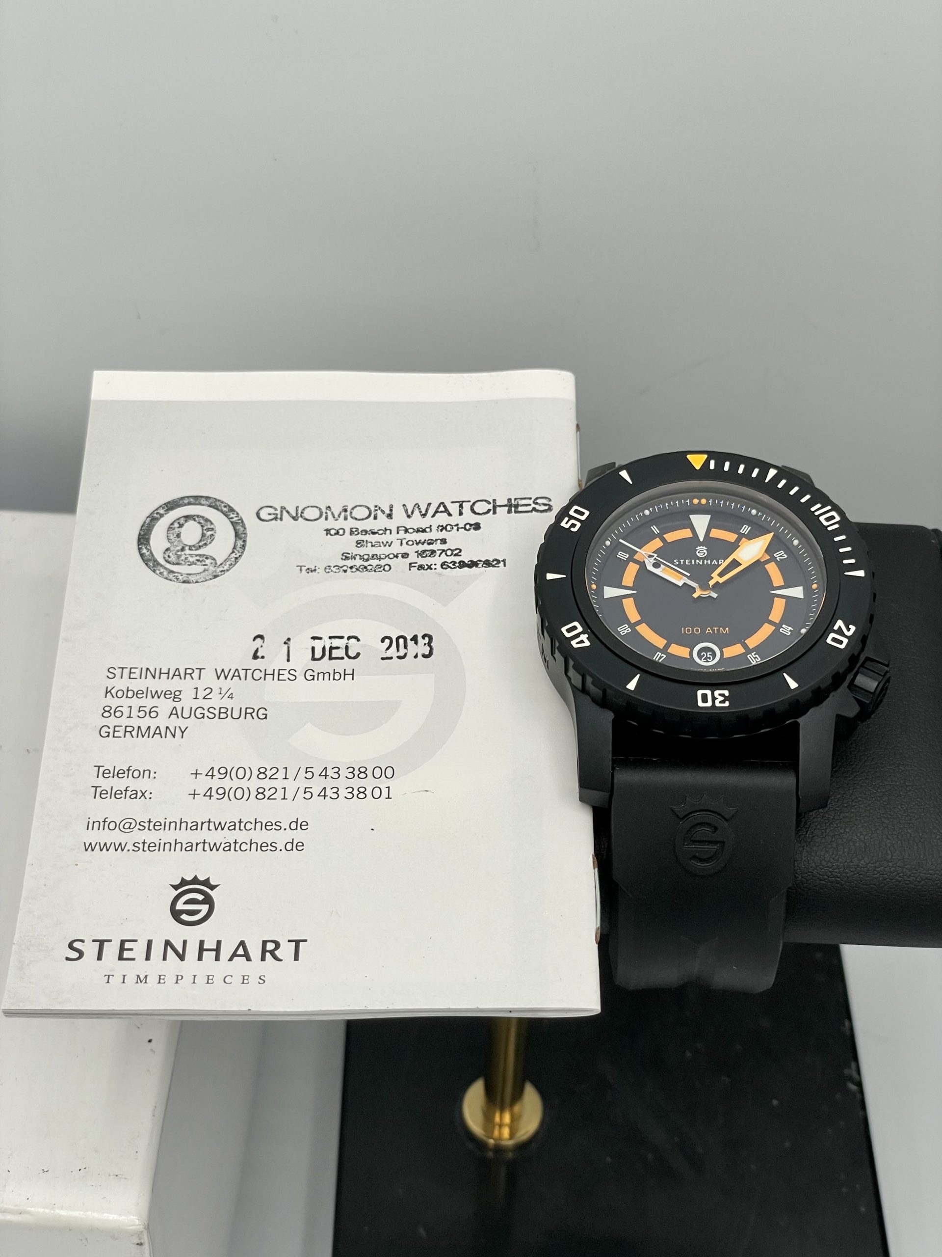 STEINHART ORIGINAL BLACK DLC STEEL TRITON 1000 1000M DIVER SWISS