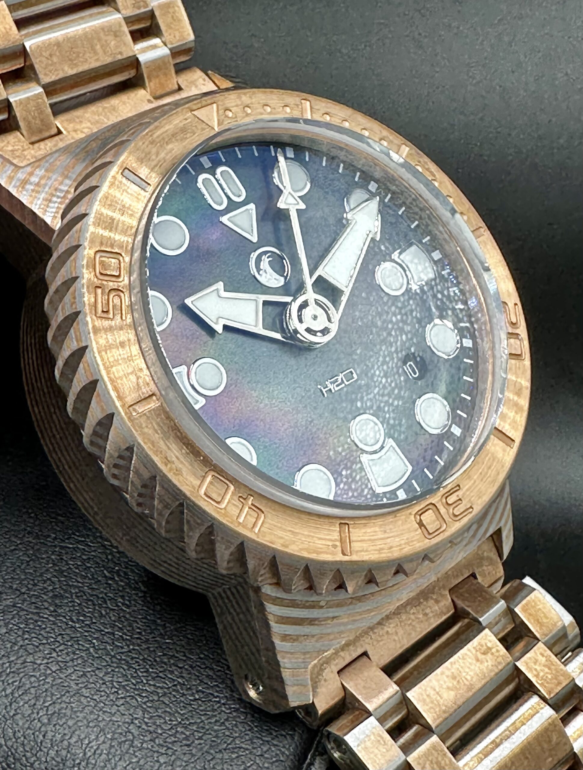 H2O HELBERG KALMAR 2 MOKUME GANE turbine BRACELET Mother Of Pearl