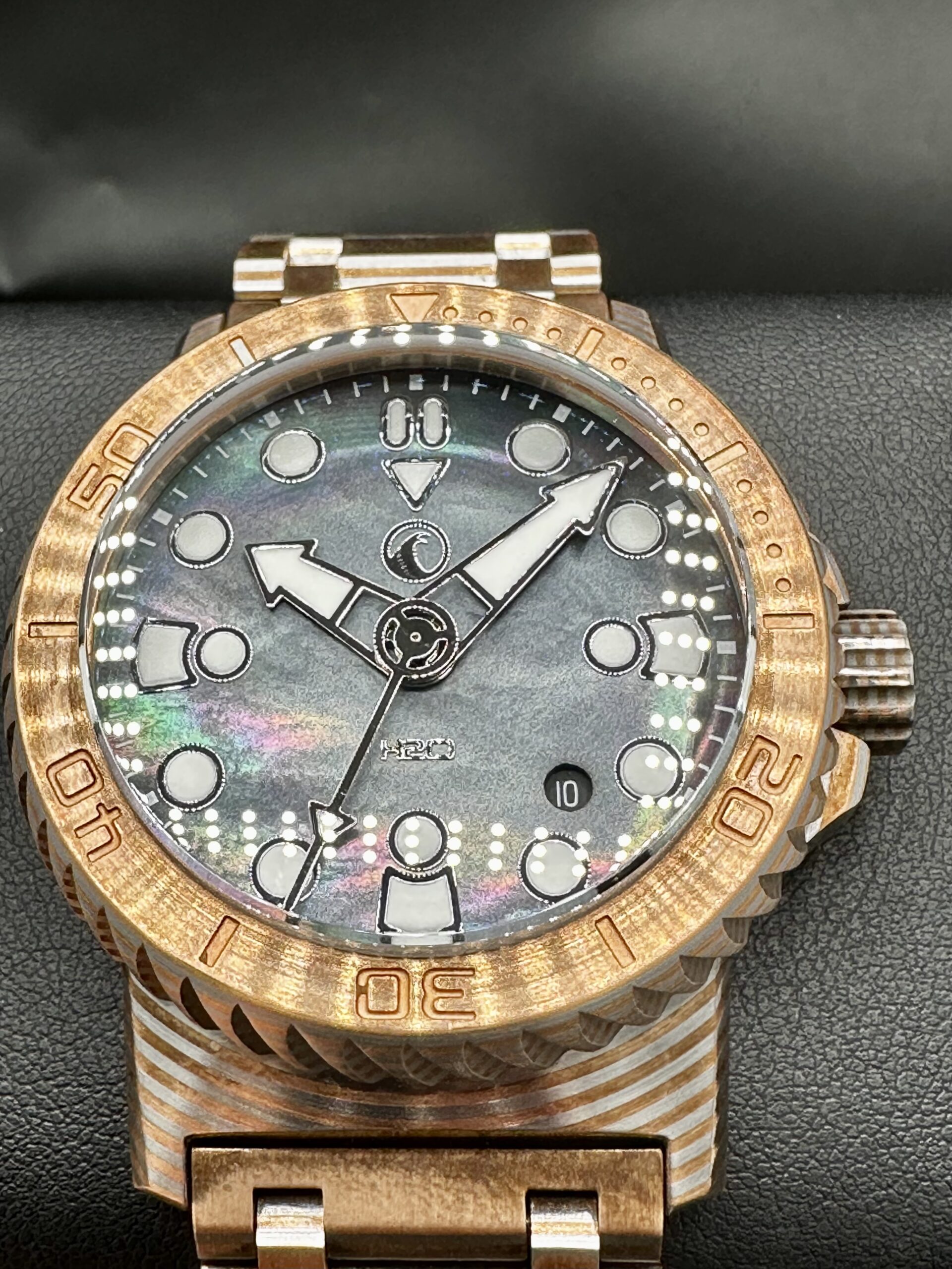 H2O HELBERG KALMAR 2 MOKUME GANE turbine BRACELET Mother Of Pearl