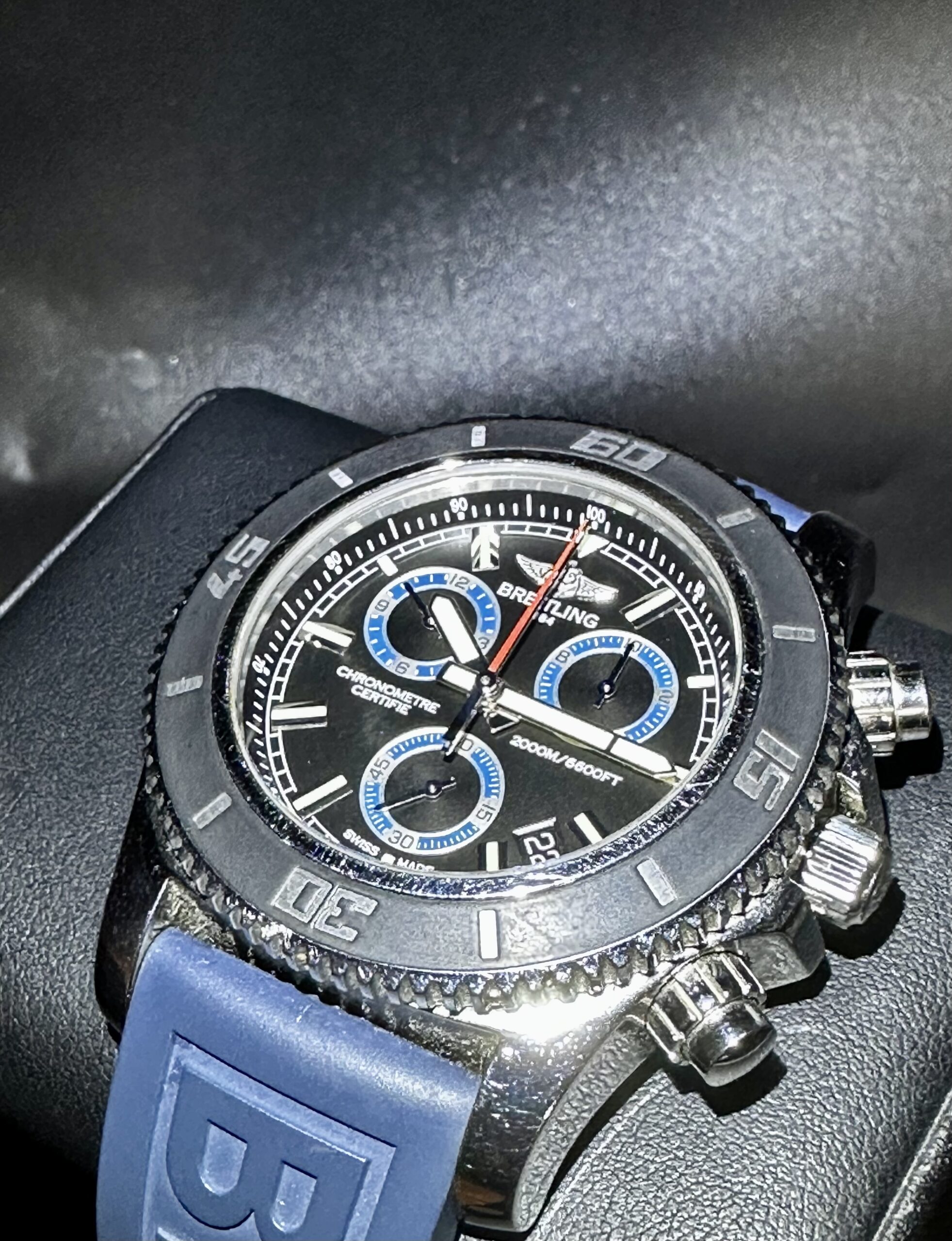 希少モデル★正規品本物★ブライトリングBREITLING★Superocean ChronographスーパーオーシャンM2000★ブルーダイヤル★46mm★付属品完備 BREITLING SUPEROCEAN AUTOMATIC 42 ブライトリング スーパー