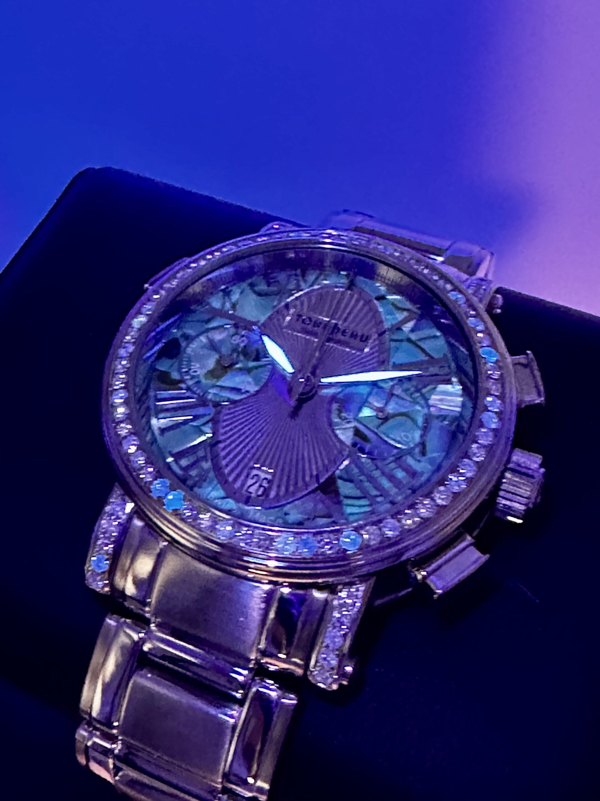 Tourneau Swiss Made Diamond & Mother of Pearl Chronograph Watch - Big Date Tourneau Automatic Day Date Chronograph 18K Rose Gold: buy  main image 4