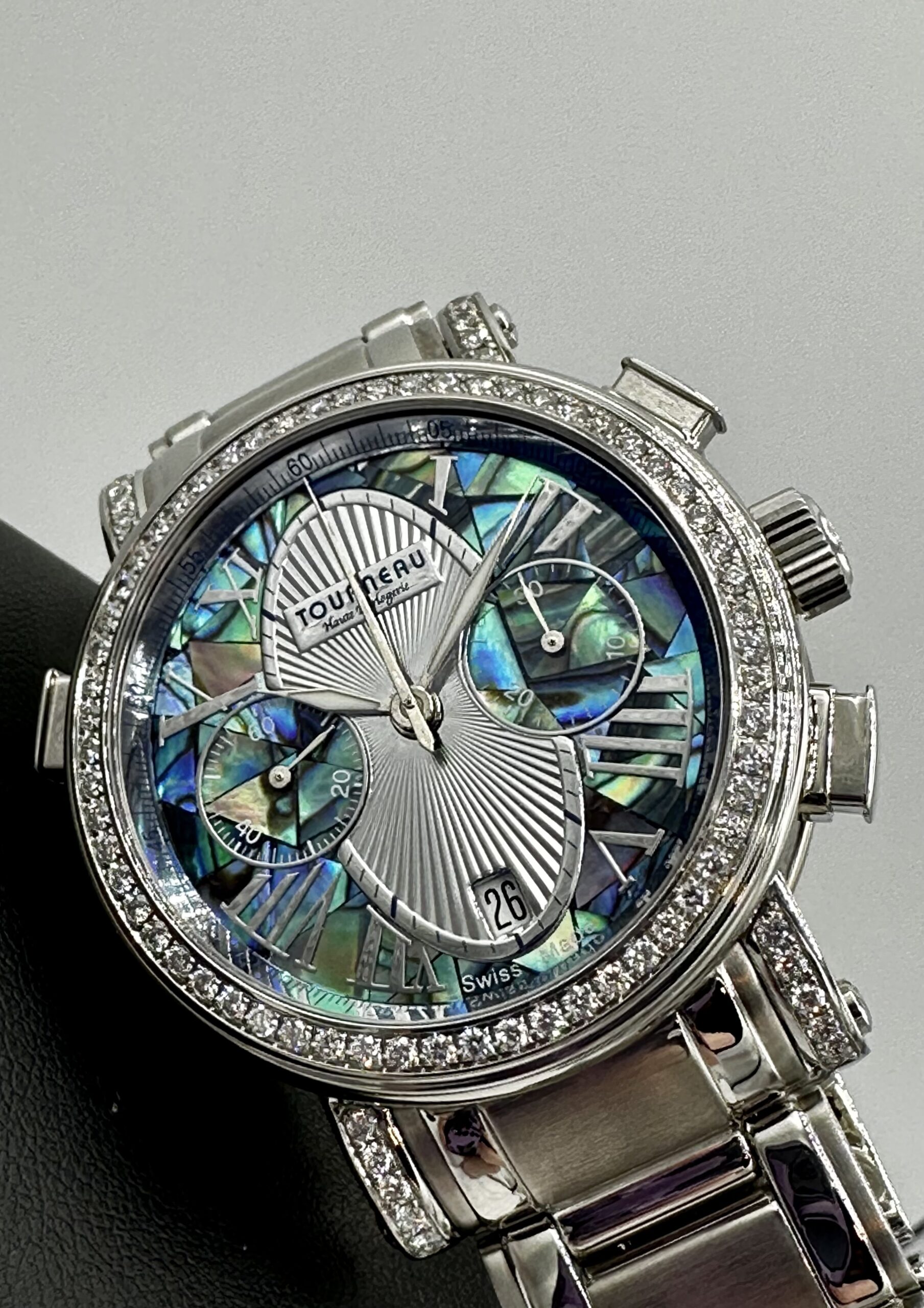 Tourneau Swiss Made Diamond & Mother of Pearl Chronograph Watch - Big Date TOURNEAU GOTHAM ABALONE Diamond CHRONOGRAPH LIMITED EDITION  main image 3