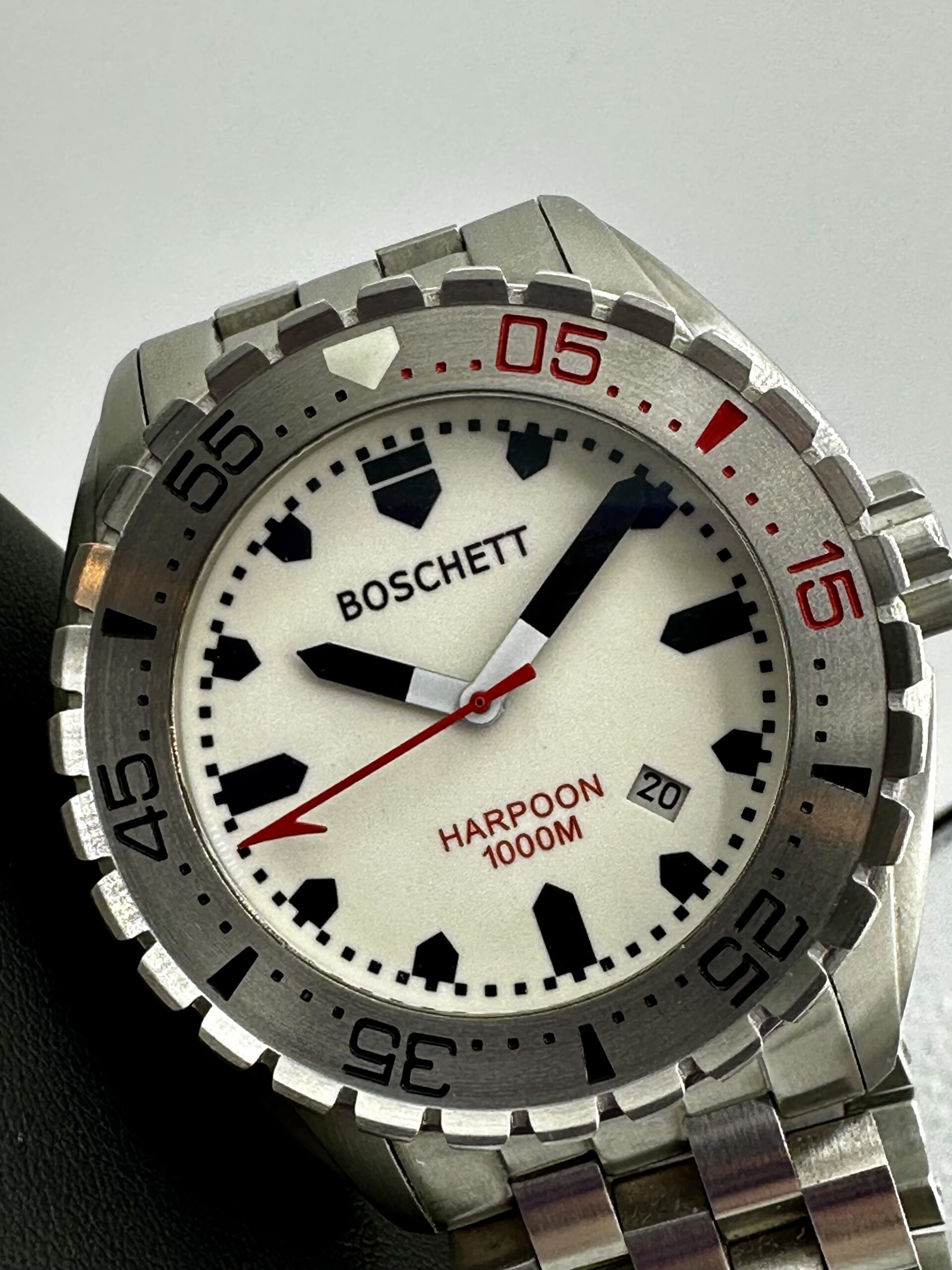 BOSCHETT HARPOON WHITE FULL LUME DIAL 45MM STAINLESS STEEL 1000M DIVER ...