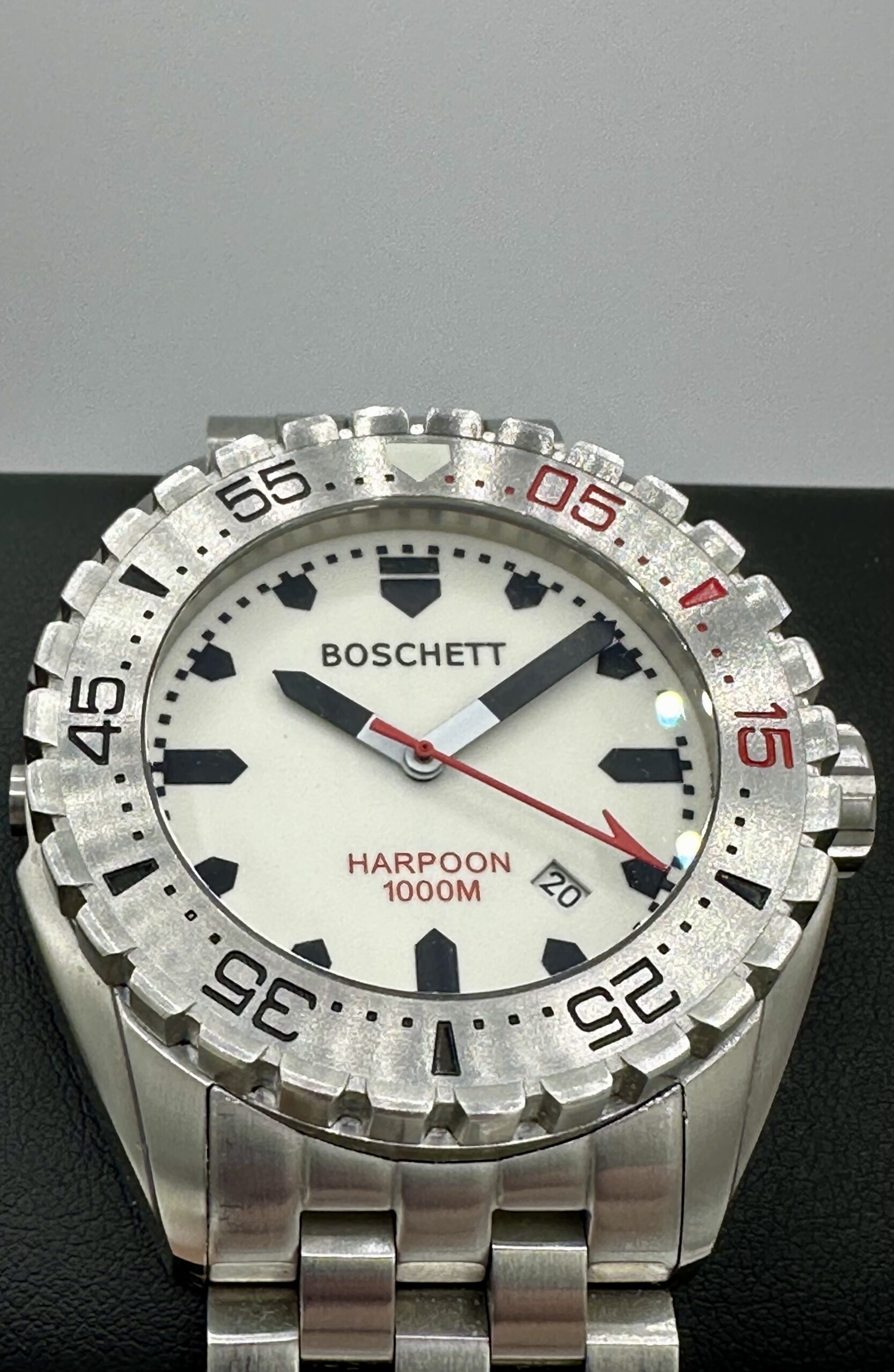 BOSCHETT HARPOON WHITE FULL LUME DIAL 45MM STAINLESS STEEL 1000M DIVER ...