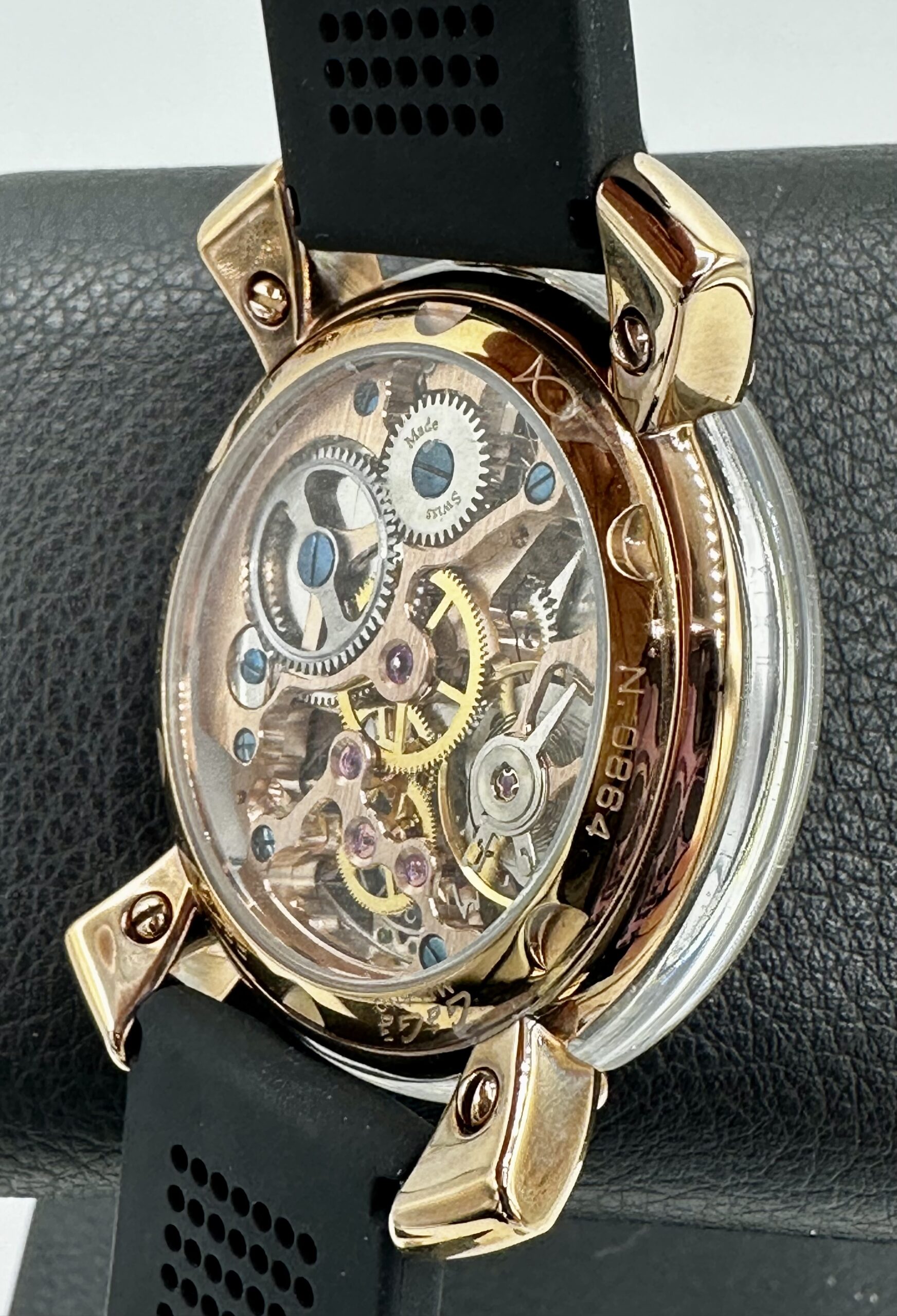 GaGa Milano Manuale 48 Crystal Rose Gold Plate Swiss ETA 6497