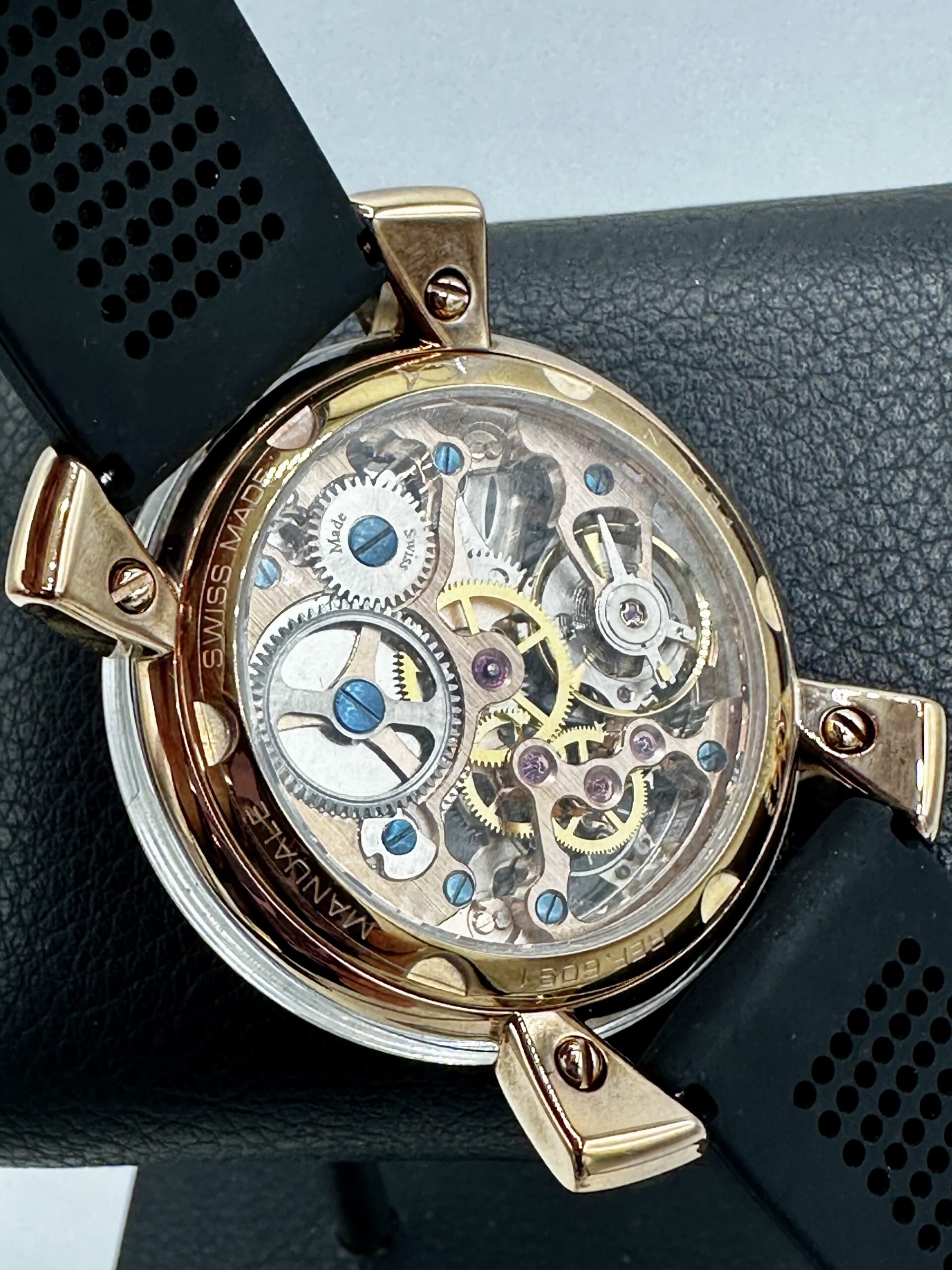 GaGa Milano Manuale 48 Crystal Rose Gold Plate Swiss ETA 6497