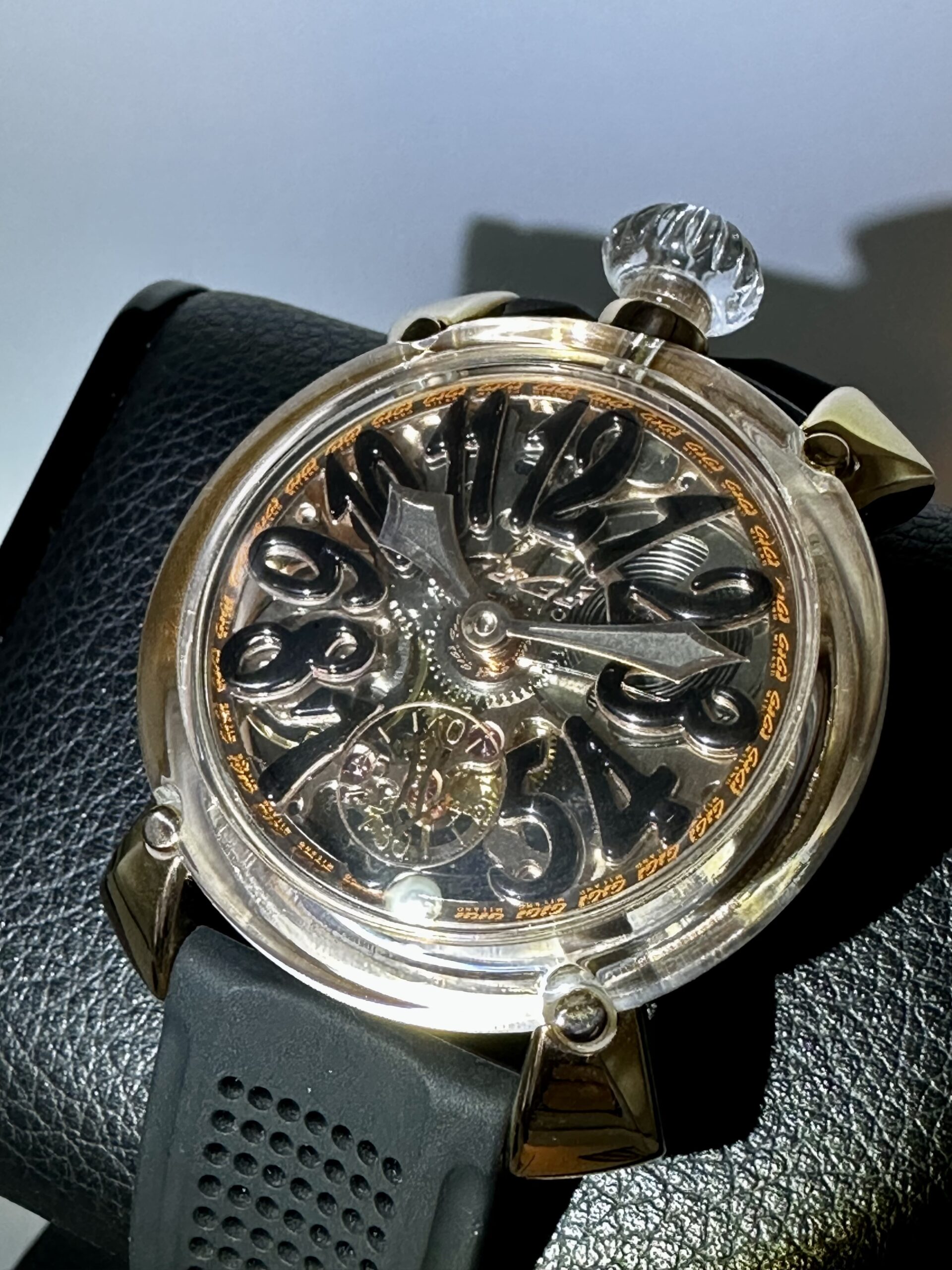 GaGa Milano Manuale 48 Crystal Rose Gold Plate Swiss ETA 6497