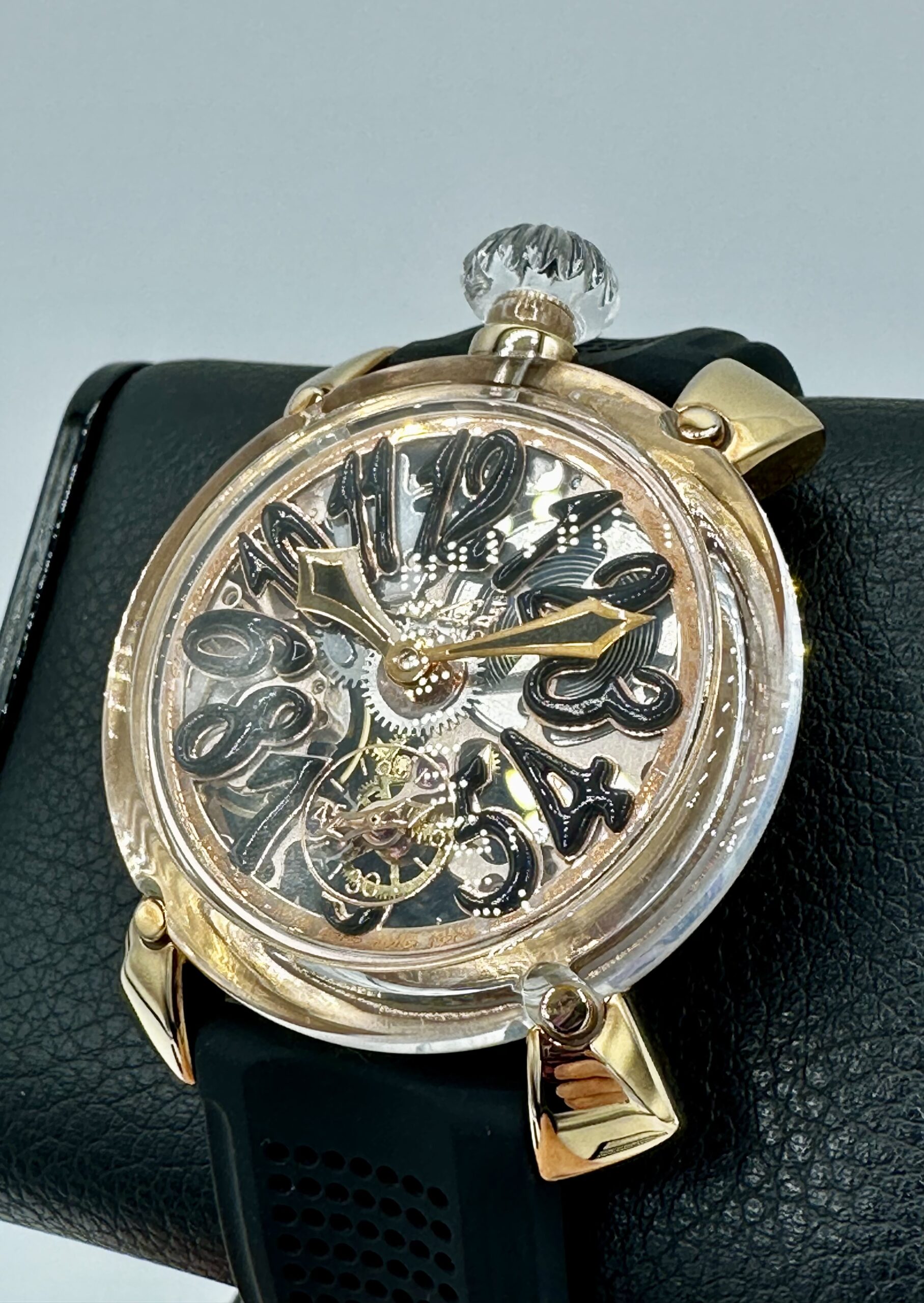 GaGa Milano Manuale 48 Crystal Rose Gold Plate Swiss ETA 6497