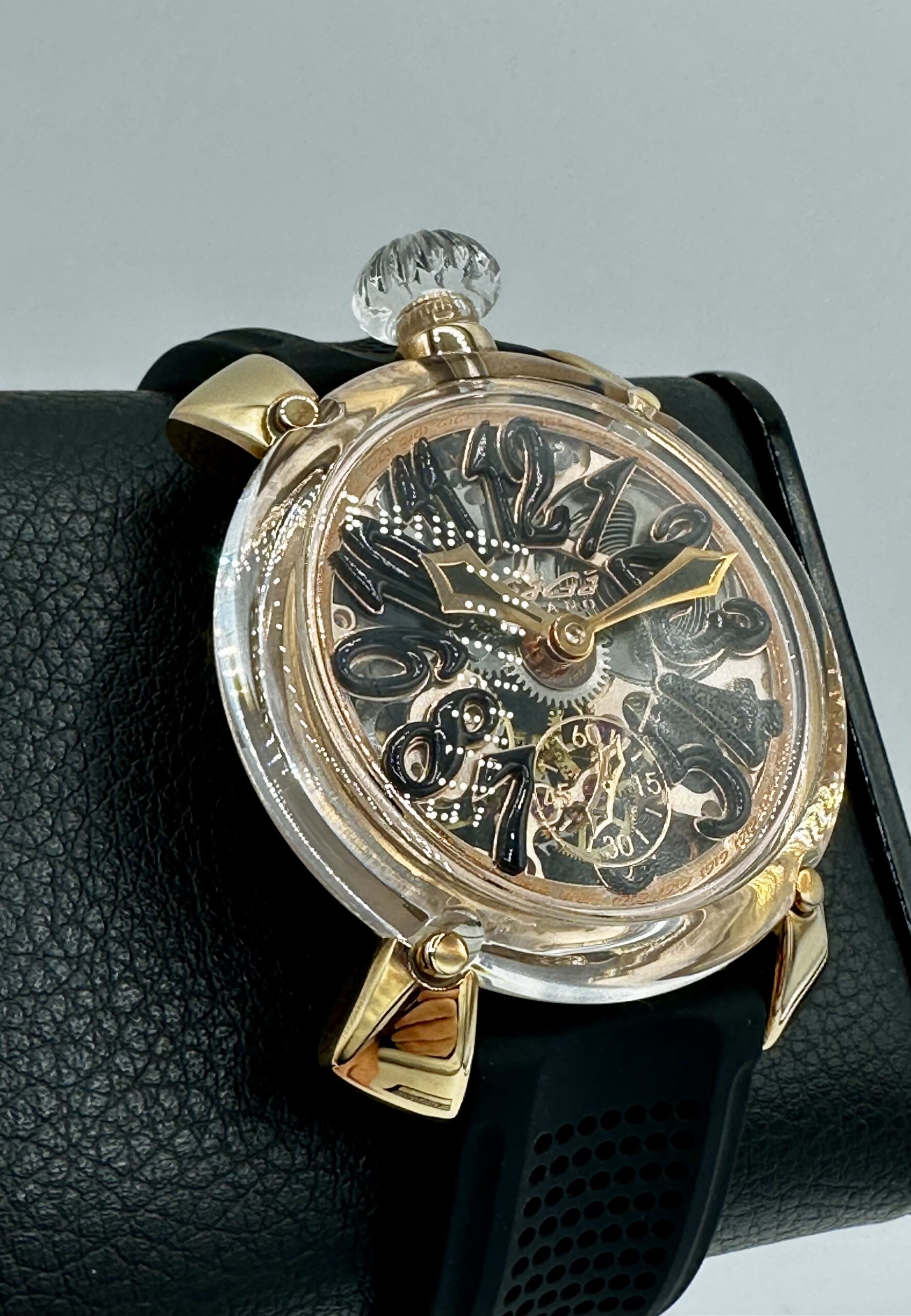 GaGa Milano Manuale 48 Crystal Rose Gold Plate Swiss ETA 6497