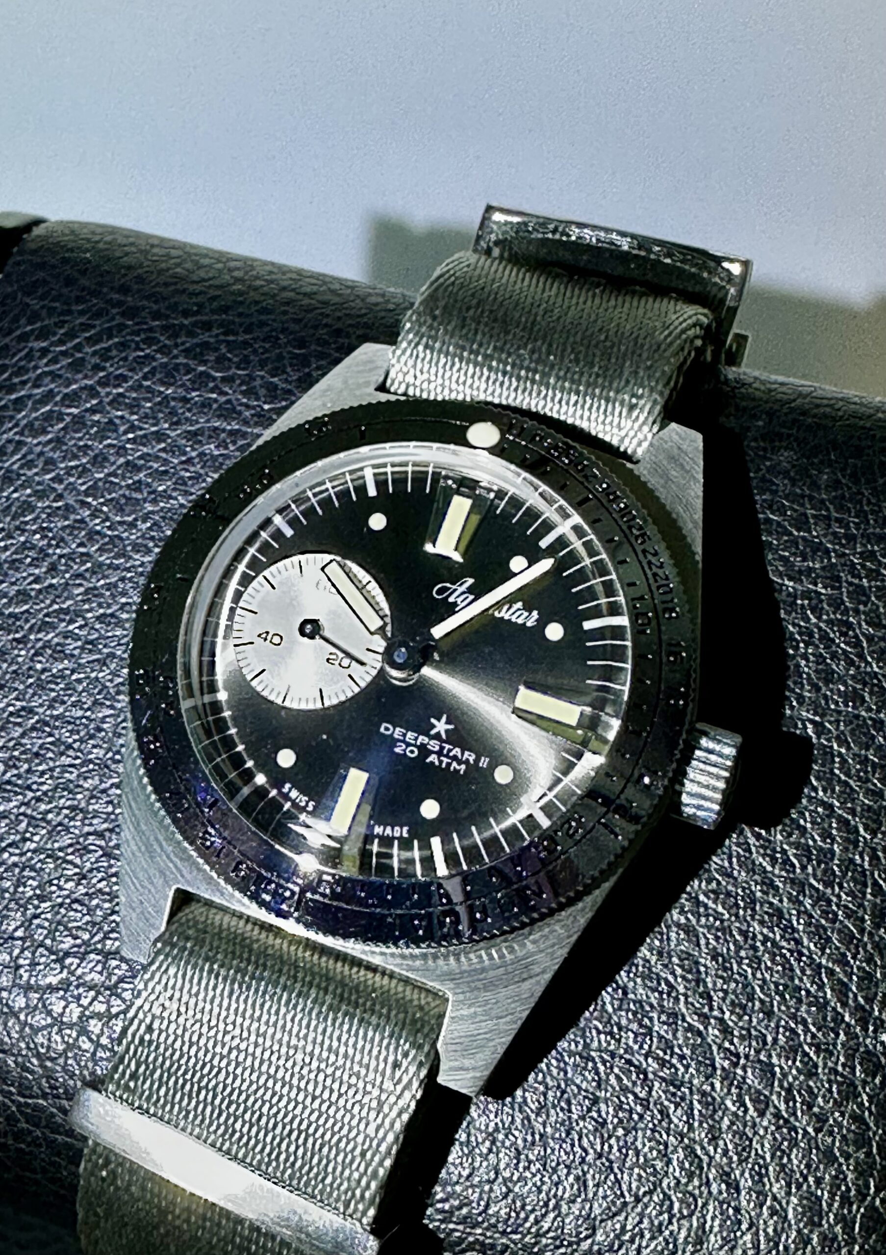 AQUASTAR DEEPSTAR II STEEL GREY DIAL SWISS AUTOMATIC 37MM