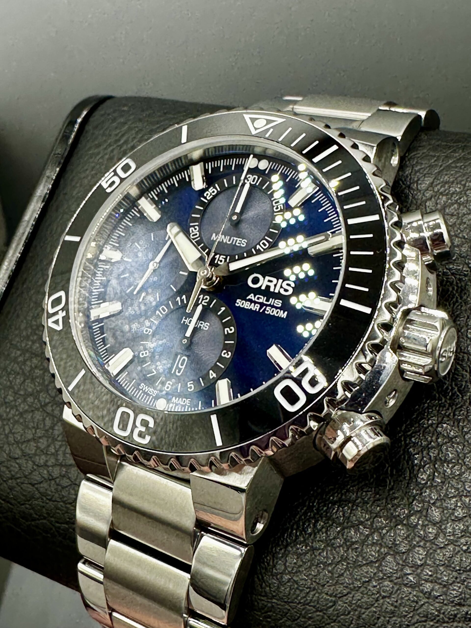 ORIS Aquis Chronograph 7743 Blue Dial Swiss Automatic 45.5mm
