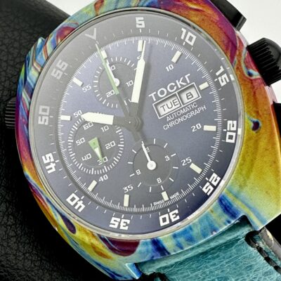 TOCKR Hydro Dipped Tie-Dye Lume Chronograph Swiss Valjoux 7750 Automatic 45mm