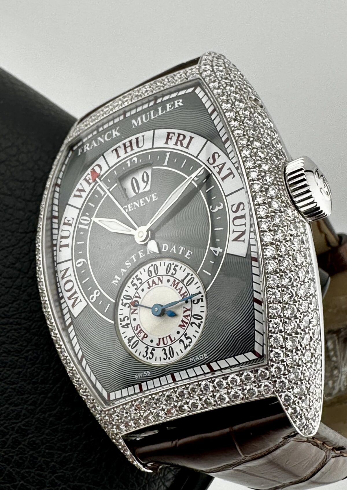 FRANCK MULLER MASTER DATE 18K WHITE GOLD DIAMOND RETROGRADE 8880.S6 GG DT D 40mm