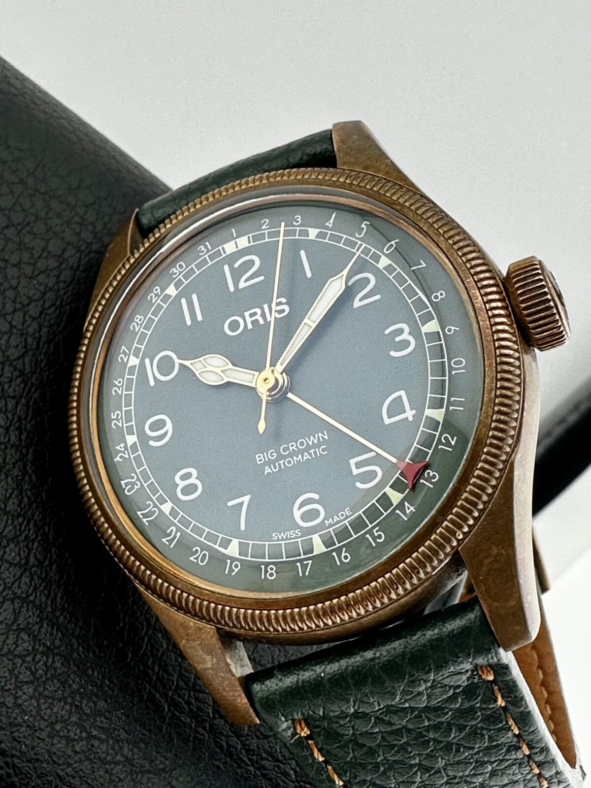 ORIS BIG CROWN POINTER DATE BRONZE 80TH ANNIVERSARY GREEN DIAL 40MM SWISS AUTO