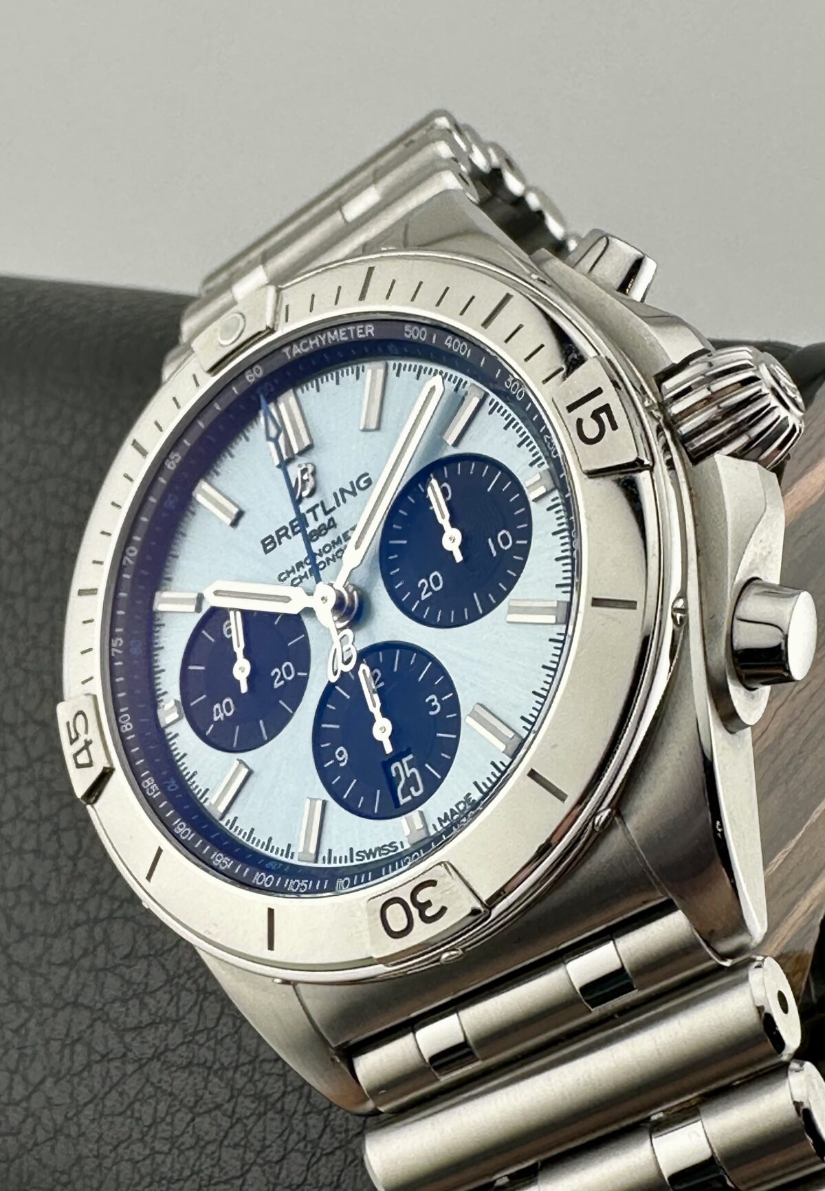 BREITLING CHRONOMAT B01 42 CHRONOGRAPH ICE BLUE DIAL BULLET BRACELET PB0134