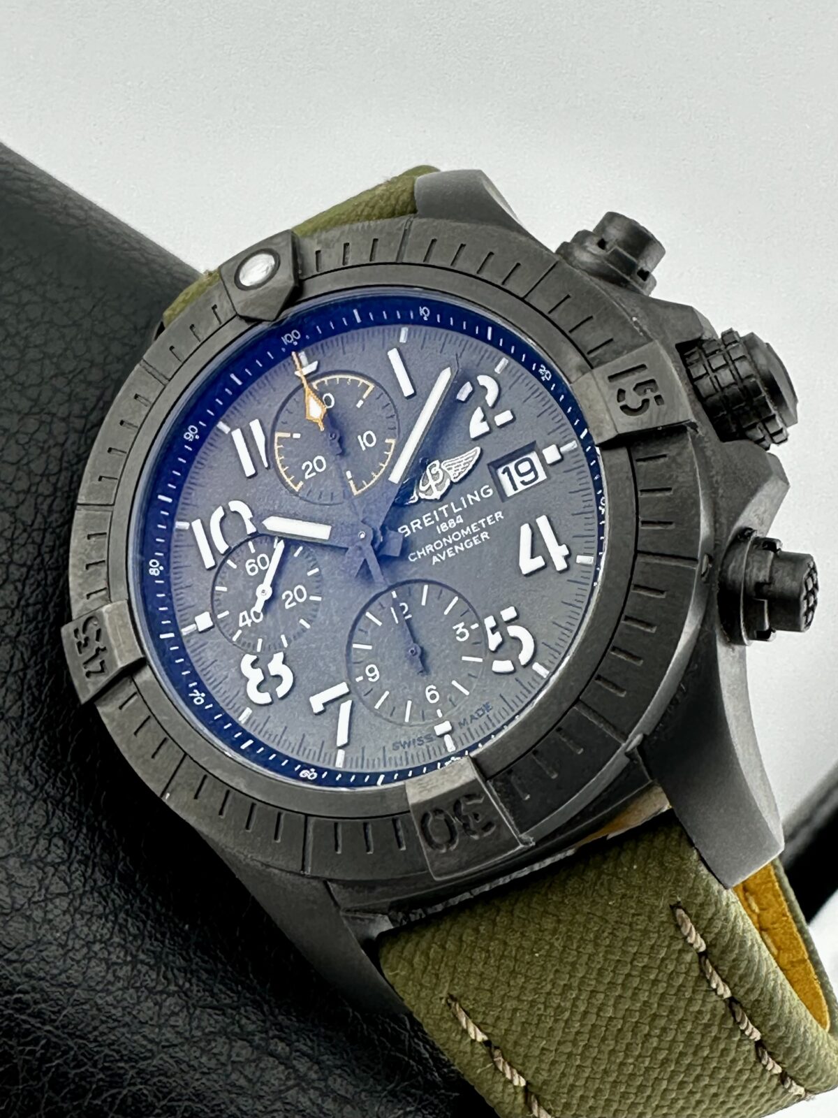 BREITLING Avenger Chronograph 45 NIGHT MISSION A13317 MILITARY GREEN TITANIUM