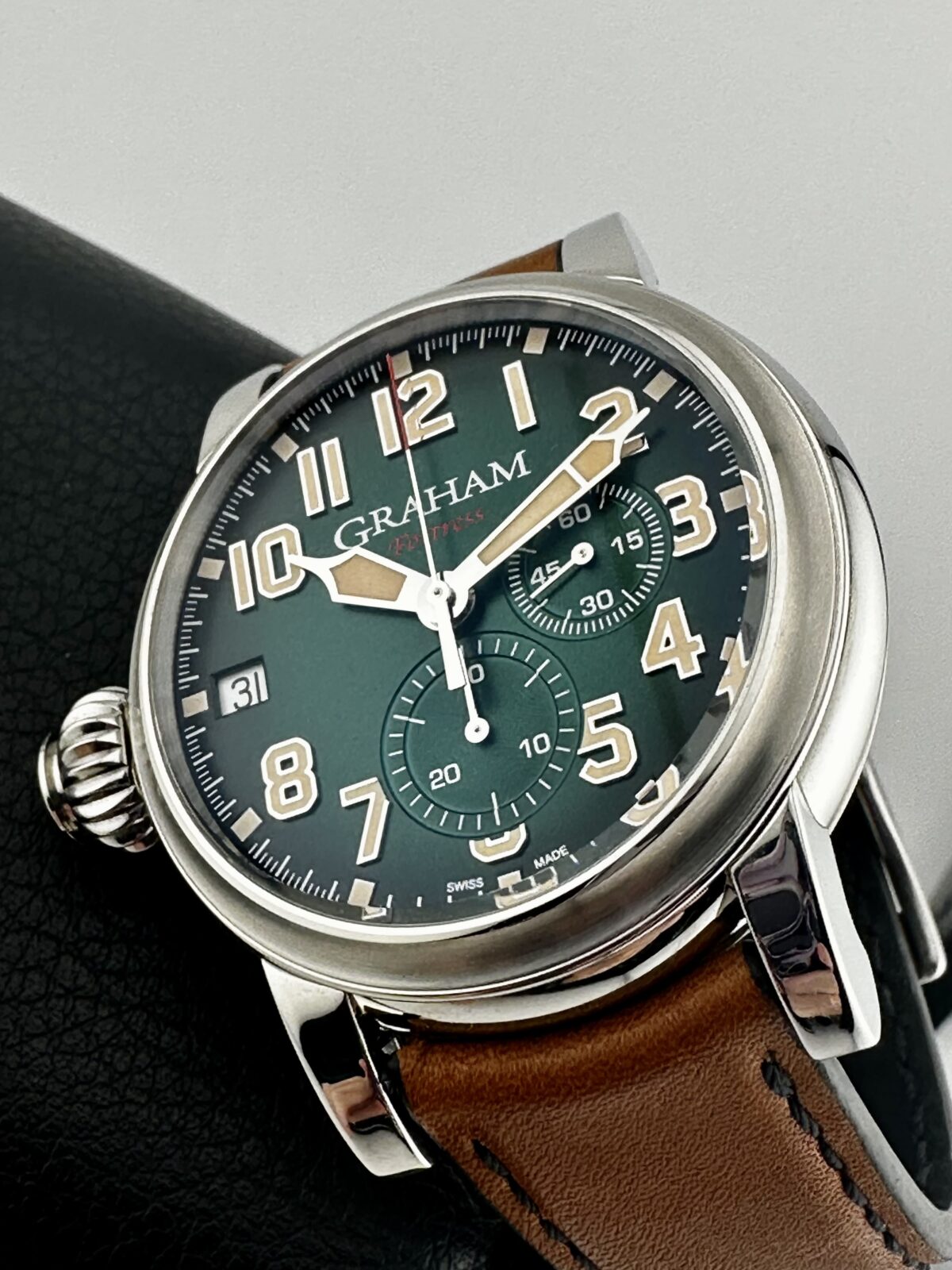 GRAHAM FORTRESS MONOPUSHER CHRONOGRAPH LIMITED EDITION BRITISH RACING GREEN DIAL